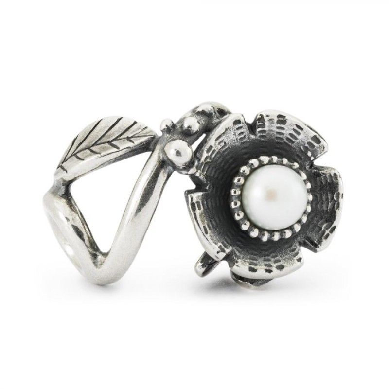 Beads Trollbeads TAGBE-00288 “Intreccio di Fiori” in argento 925 e Perla