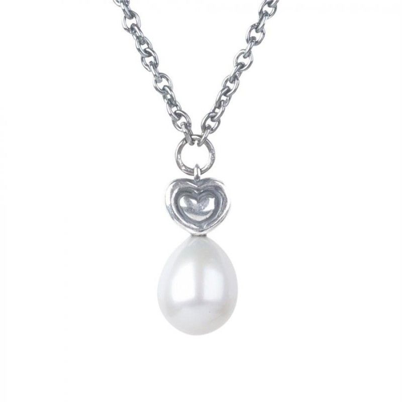 Collana Trollbeads TAGFA-00073 “Cuore con Perla” in argento 925 e perla collezione Thun by Trollbeads