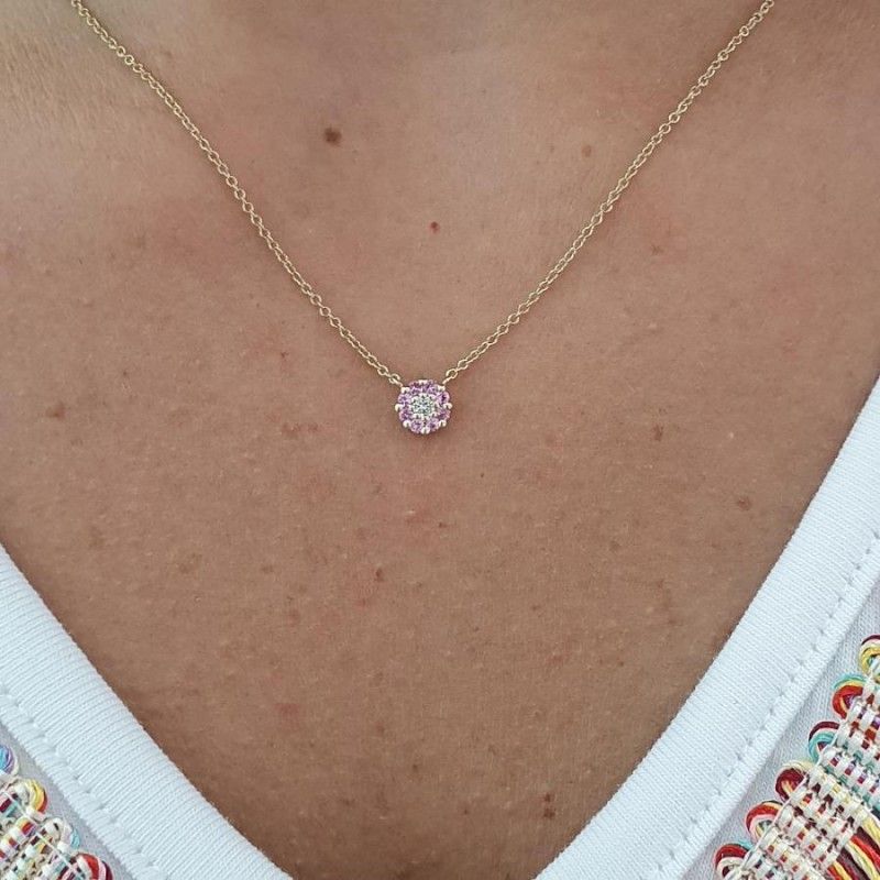 Collana Donna POESIA BY CRIERI in oro, diamanti e zaffiri pink collezione Naif - PF1NAK017DP2420