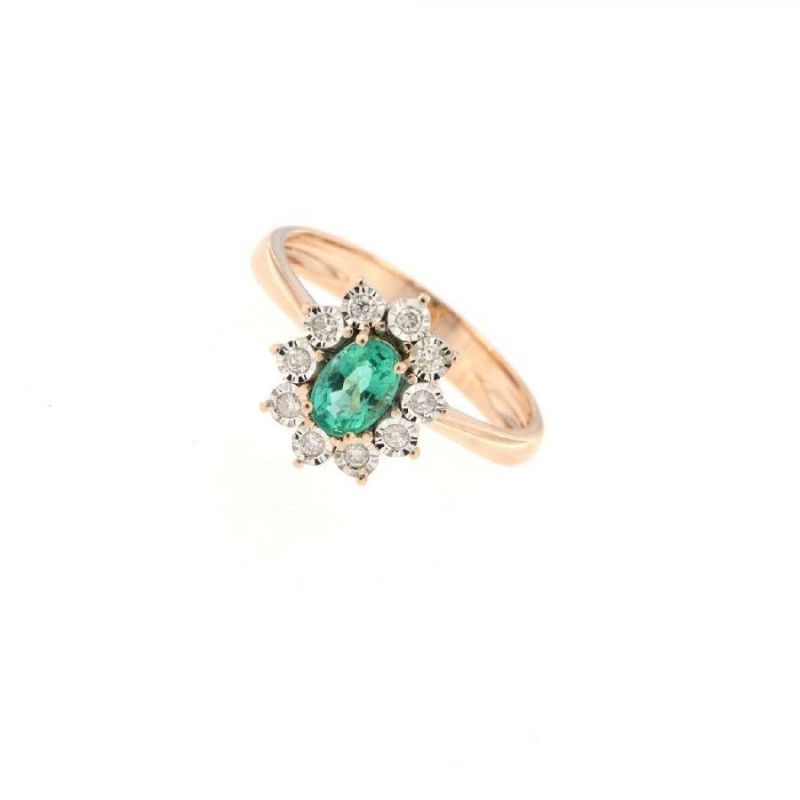 Anello Donna I GIOIELLI DEL SOLE in oro 750, Diamanti e Smeraldo - ANC18RS-010