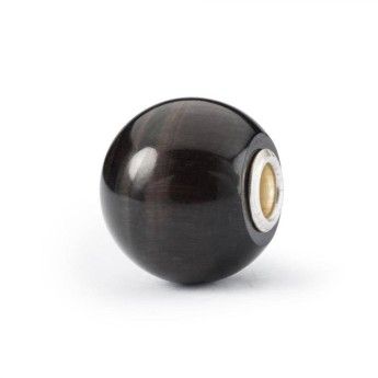 Beads Trollbeads TSTBE-10019   “Occhio di Gatto Nero Rotondo Grande”  in pietra preziosa
