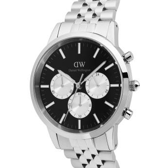 Orologio Uomo DANIEL WELLINGTON Iconic Chronograph Arch 5-Link Onyx Panda Silver - DW00100873