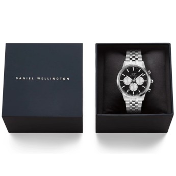 Orologio Uomo DANIEL WELLINGTON Iconic Chronograph Arch 5-Link Onyx Panda Silver - DW00100873
