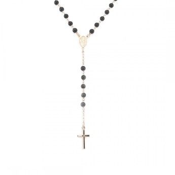 Collana Donna Amen CRORN4 in argento 925 rosé con cristalli neri collezione Rosari