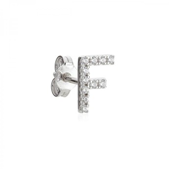 Mono Orecchino Donna Artlinea ZOS3/F in argento 925 con lettera iniziale e zirconi bianchi