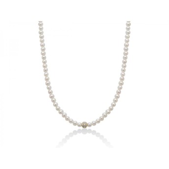 Collana Donna Miluna PCL5904V con perle bianche coltivate di acqua dolce 4-4,5 mm, boule e chiusura in oro