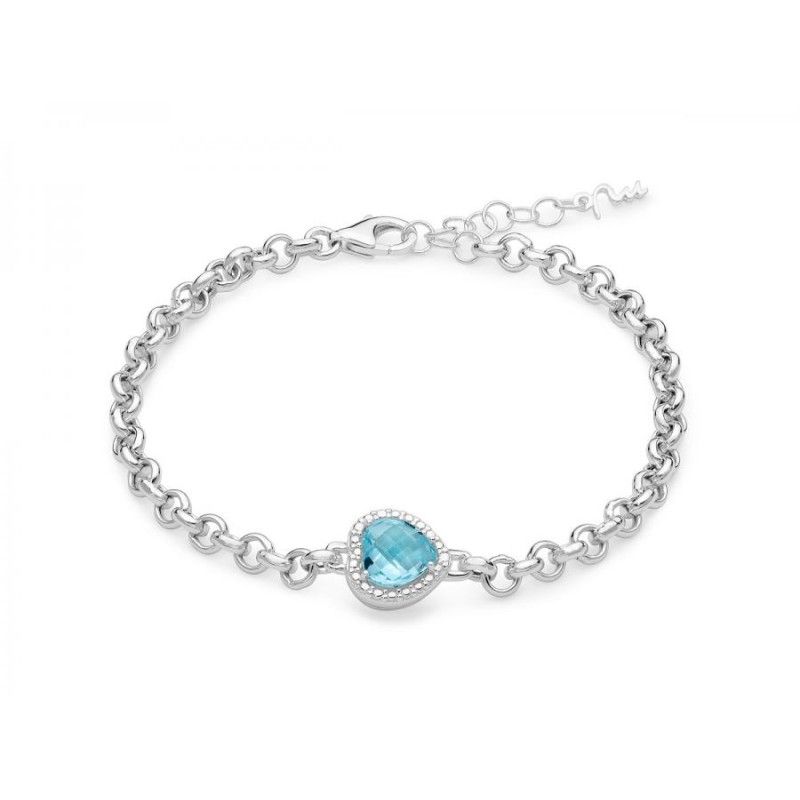 Bracciale Donna Miluna BRD908 in argento 925 con topazio azzurro naturale taglio cuore 0,60 ct