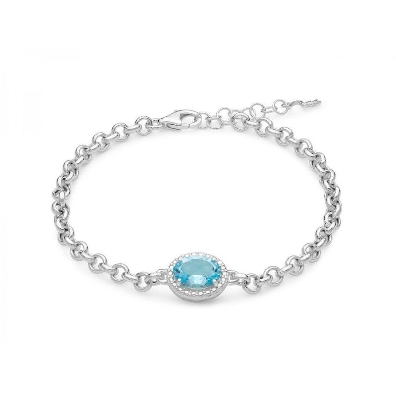 Bracciale Donna Miluna BRD909 in argento 925 con topazio azzurro naturale taglio ovale 3,24 ct