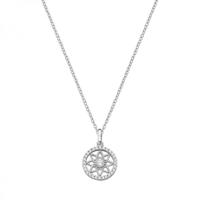 Collana Donna Amen CLFLBBZ2 in argento 925 rodiato con stella pendente e zirconi bianchi collezione Fiore della Vita