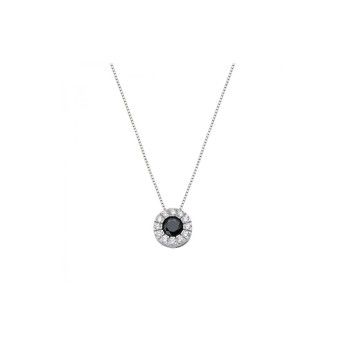 Collana Donna Amen CLLUBBNZ in argento 925 rodiato e punto luce con zirconi bianchi e nero collezione Diamond
