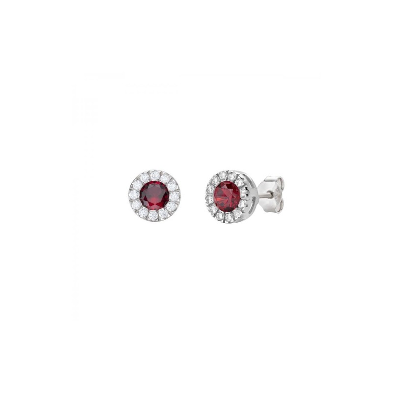 Orecchini Donna Amen ORLUBBRZ in argento 925 rodiato e punto luce con zirconi bianchi e rossi collezione Diamond