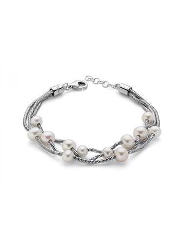 Bracciale Donna Miluna PBR2833 – Bracciale in argento 925 rodiato con perle bianche coltivate 5,5-7 mm collezione Miss Italia