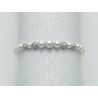 Bracciale Donna Miluna PBR1771 con perle bianche coltivate di acqua dolce a gradazione 5-8 mm ed oro bianco