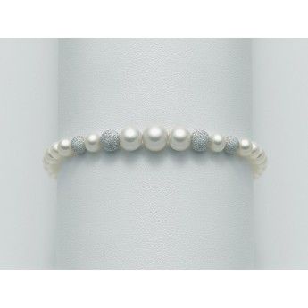 Bracciale Donna Miluna PBR1771 con perle bianche coltivate di acqua dolce a gradazione 5-8 mm ed oro bianco