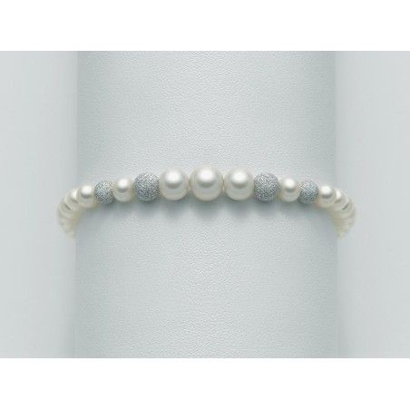 Bracciale Donna Miluna PBR1771 con perle bianche coltivate di acqua dolce a gradazione 5-8 mm ed oro bianco