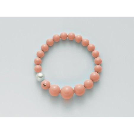 Bracciale Donna Miluna PBR2392 – Bracciale corallo rosa 8-14 mm e perla bianca coltivata 9,5-10 mm collezione Terra e Mare