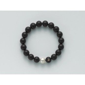 Bracciale Donna Miluna PBR1810V in onice nera 10 mm e perla bianca coltivata di acqua dolce 9,5-10 mm collezione Terra e Mare