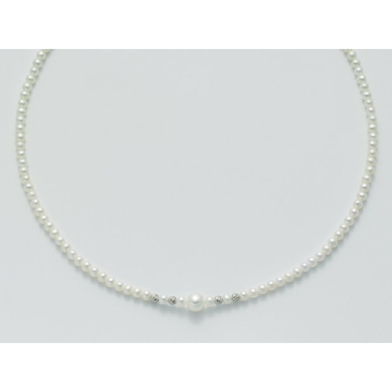 Collana Donna Miluna PCL3995X con perle bianche coltivate di acqua dolce 4-4,5 mm ed oro bianco