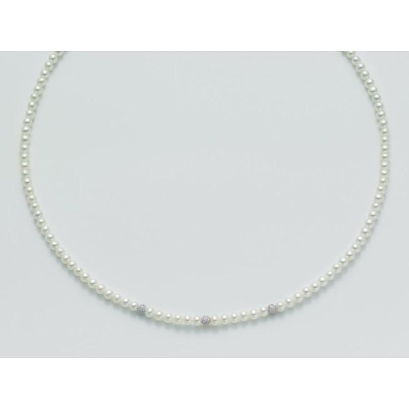 Collana Donna Miluna PCL1701BV con perle bianche coltivate di acqua dolce 4-4,5 mm in oro bianco