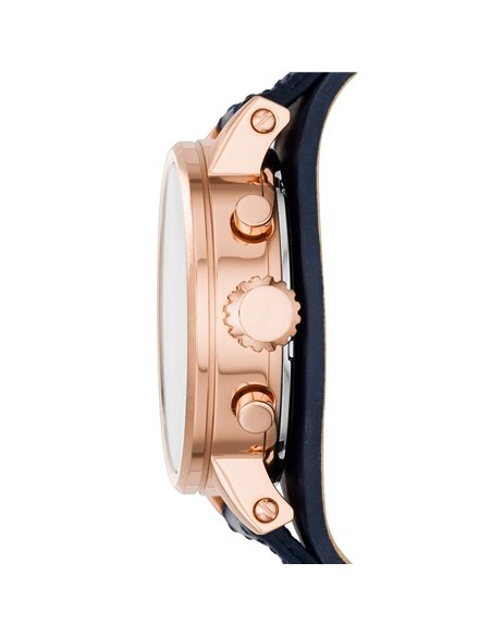 Orologio Donna Fossil ES3838 cronografo acciaio in pvd rose gold cinturino pelle blu