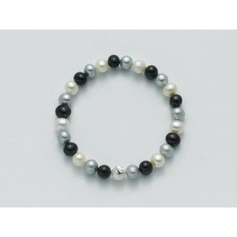 Bracciale Donna Miluna PBR1668 - Bracciale elastico perle bianche e multicolor coltivate di acqua dolce 6,5-7 mm