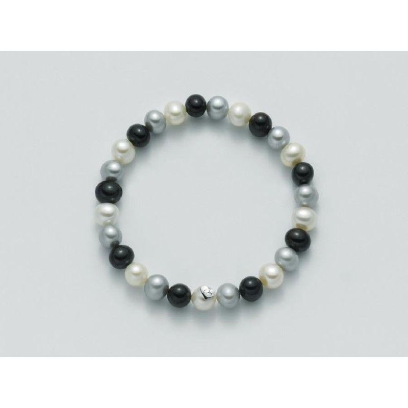 Bracciale Donna Miluna PBR1668 - Bracciale elastico perle bianche e multicolor coltivate di acqua dolce 6,5-7 mm