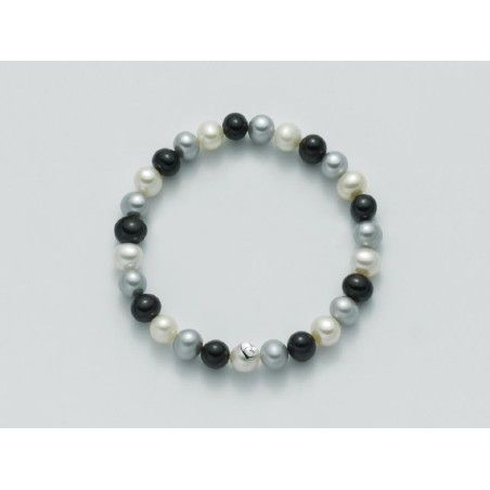Bracciale Donna Miluna PBR1668 - Bracciale elastico perle bianche e multicolor coltivate di acqua dolce 6,5-7 mm