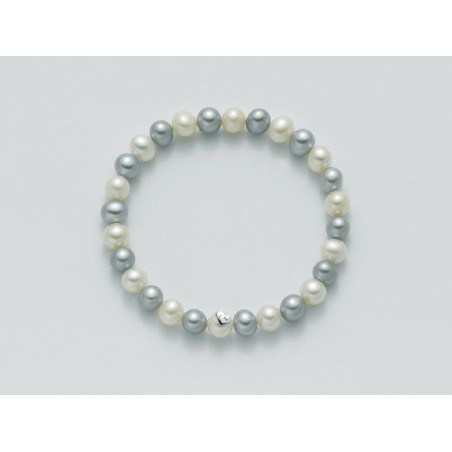 Bracciale Donna Miluna PBR1669 - Bracciale perle bianche e grigie coltivate di acqua dolce 6,5-7 mm