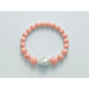 Bracciale Donna Miluna PBR2391 in corallo rosa 8-12 mm e perla oriente barocca  12-14 mm collezione Terra e Mare