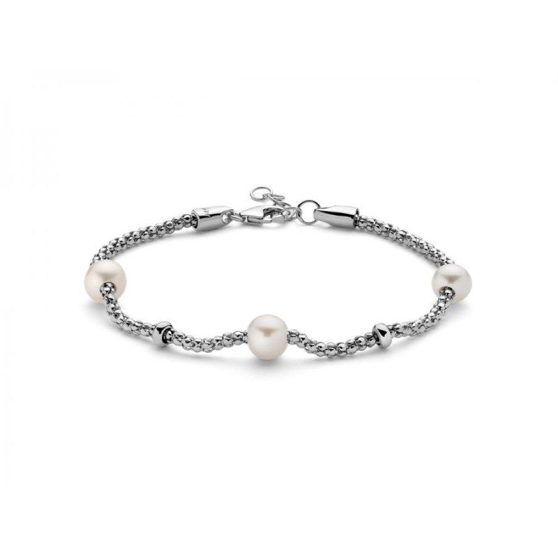 Bracciale Donna Miluna PBR2989 – Bracciale in argento 925 rodiato e perle bianche coltivate 6,5-7 mm collezione Miss Italia