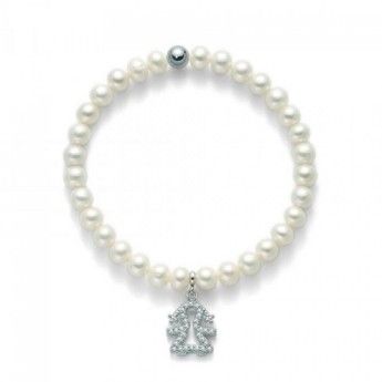 Bracciale Donna Miluna PBR2128-TPZ - Bracciale perle bianche coltivate 5,5-6 mm e charms pendente argento 925 rodiato