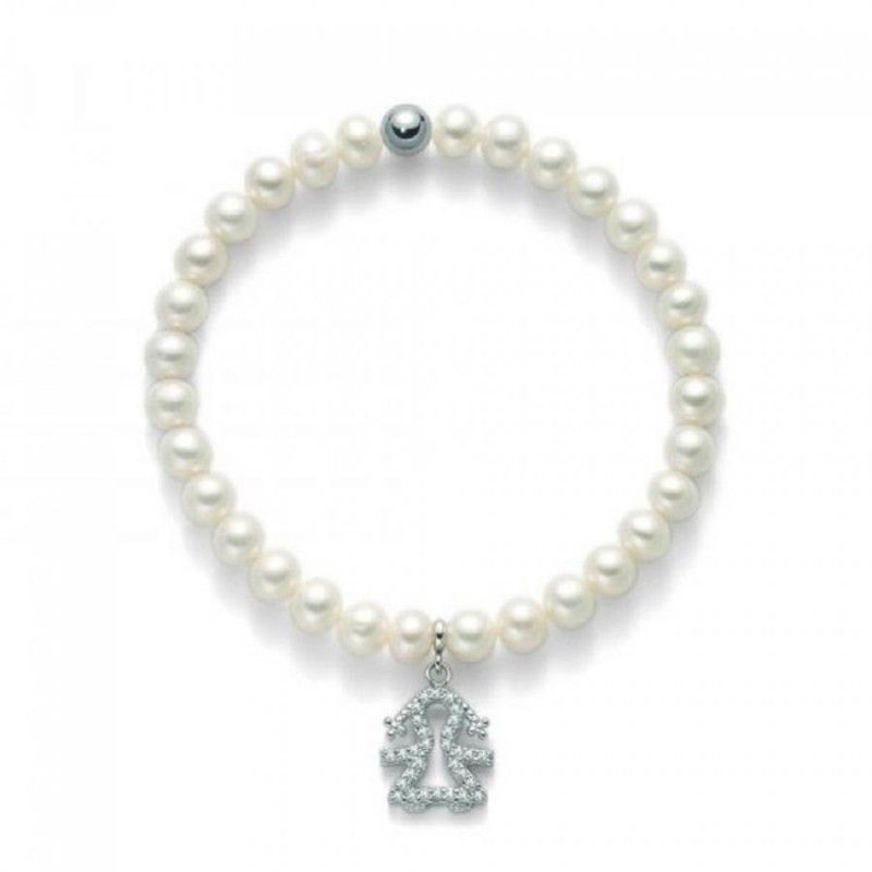 Bracciale Donna Miluna PBR2128-TPZ - Bracciale perle bianche coltivate 5,5-6 mm e charms pendente argento 925 rodiato