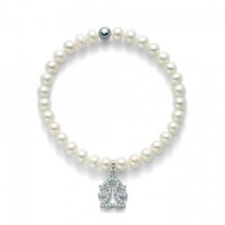 Bracciale Donna Miluna PBR2128-TPZ - Bracciale perle bianche coltivate 5,5-6 mm e charms pendente argento 925 rodiato