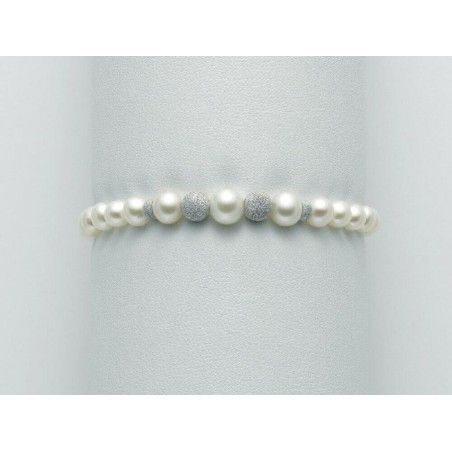 Bracciale Donna Miluna PBR1969 - Bracciale perle bianche coltivate di acqua dolce 4-7 mm e oro bianco