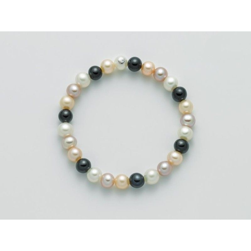 Bracciale Donna Miluna PBR2971 - Bracciale elastico perle bianche e multicolor coltivate di acqua dolce 6,5-7 mm
