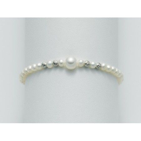 Bracciale Donna Miluna PBR1557X con perle bianche coltivate di acqua dolce 4-4,5 mm e oro bianco 375