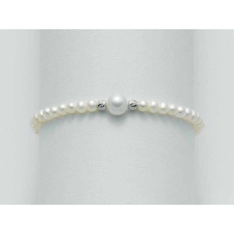 Bracciale Donna Miluna PBR1558X con perle bianche coltivate di acqua dolce 4-4,5 mm e oro bianco 375