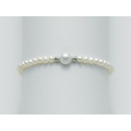 Bracciale Donna Miluna PBR1558X con perle bianche coltivate di acqua dolce 4-4,5 mm e oro bianco 375