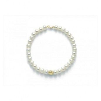Bracciale Donna Miluna PBR2307G con perle bianche coltivate di acqua dolce 5,5-6 mm ed oro giallo