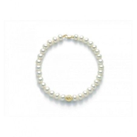 Bracciale Donna Miluna PBR2307G con perle bianche coltivate di acqua dolce 5,5-6 mm ed oro giallo