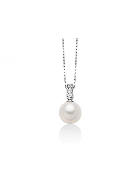 Collana Donna Miluna PCL5707A – Collana in oro bianco con perla australia coltivata 10-11 mm e brillanti 0,23 ct