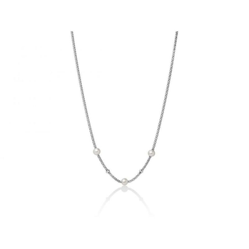 Collana Donna Miluna PCL5800 in argento 925 rodiato con perla bianca coltivata 6,5-7 mm collezione Miss Italia
