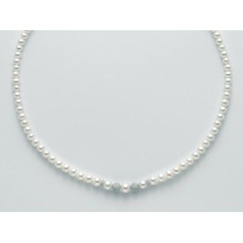 Collana Donna Miluna PCL4679 con perle bianche coltivate di acqua dolce a gradazione da 4-7 mm ed oro bianco