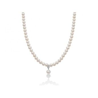 Collana Donna Miluna PCL5527 con perle bianche coltivate di acqua dolce 5-5,5 mm, oro bianco e brillanti