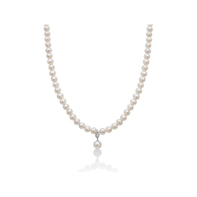 Collana Donna Miluna PCL5527 con perle bianche coltivate di acqua dolce 5-5,5 mm, oro bianco e brillanti