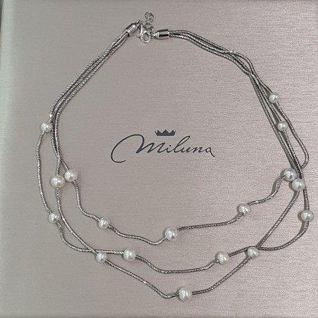 Collana Donna Miluna PCL5626 – Collana argento 925 rodiato con perle bianche coltivate 5,5-7 mm collezione Miss Italia