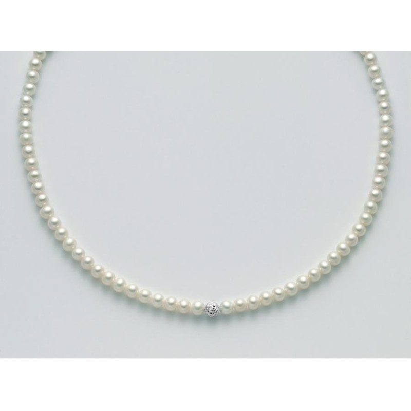 Collana Donna Miluna PCL4978B con perle bianche coltivate di acqua dolce 5,5-6 mm ed oro bianco