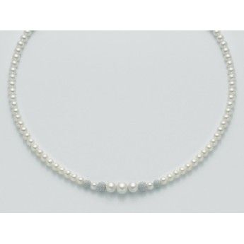 Collana Donna Miluna PCL4377 con perle bianche coltivate di acqua dolce a gradazione 5-8 mm ed oro bianco