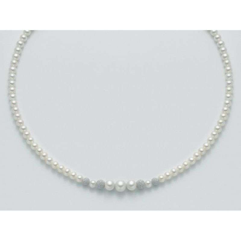 Collana Donna Miluna PCL4377 con perle bianche coltivate di acqua dolce a gradazione 5-8 mm ed oro bianco