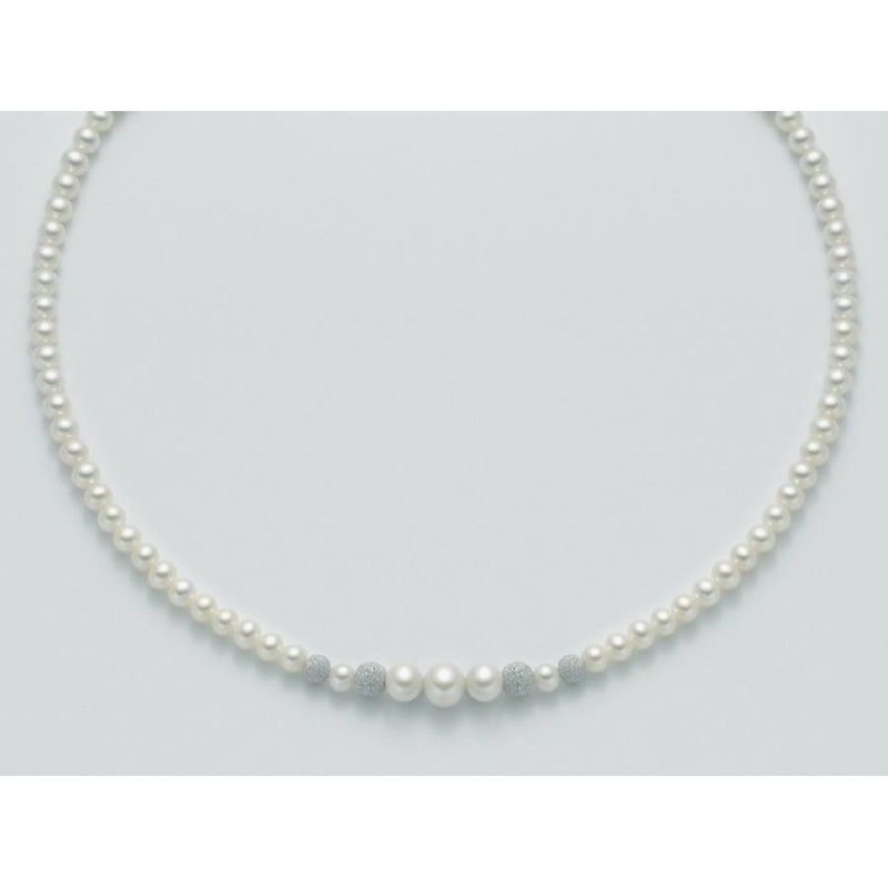 Collana Donna Miluna PCL4377 con perle bianche coltivate di acqua dolce a gradazione 5-8 mm ed oro bianco
